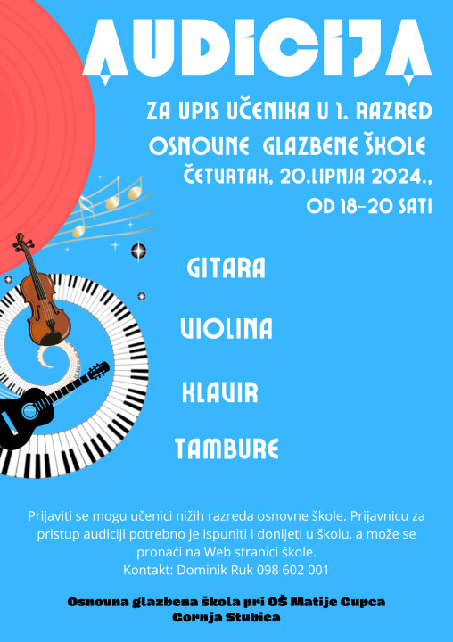 Audicija za glazbenu školu 2024